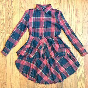 High-Low Tunic Studded Flannel Shirt
